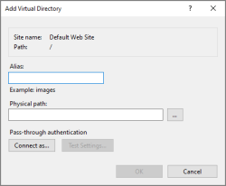 The Add Virtual Directory dialog box.